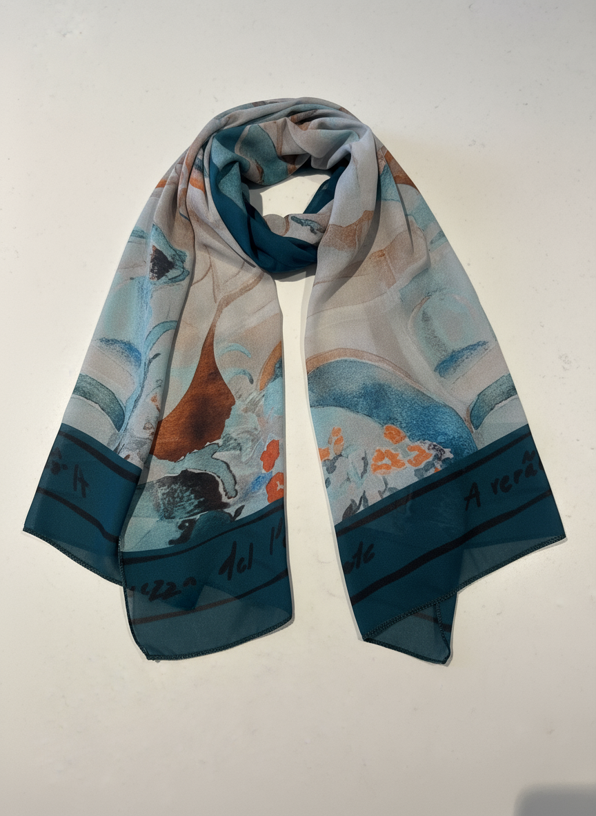 TEAL Watercolour print scarf