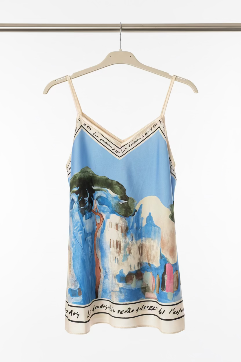 Italian Watercolour Shorts & Tank Matching Set-Baby Blue-Viscose/ Polyester blend- O/S Resortwear