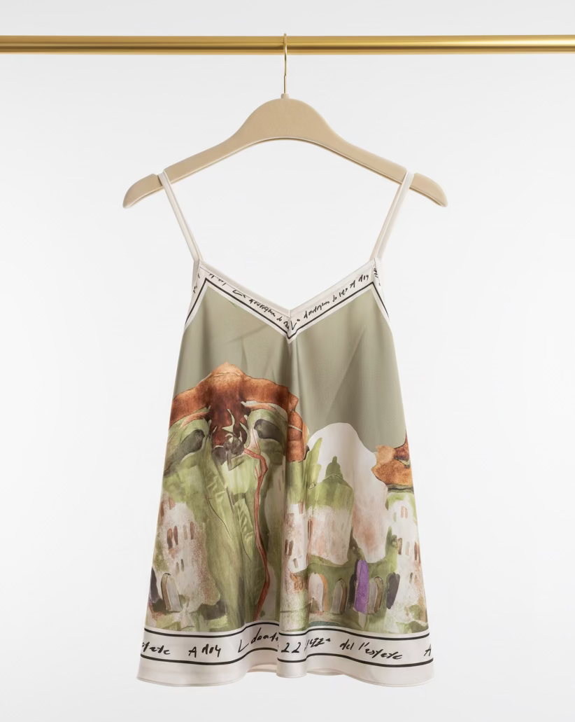 Italian Watercolour Shorts & Tank Matching SET- LIGHT OLIVE -Viscose/ Polyester blend- O/S Resortwear