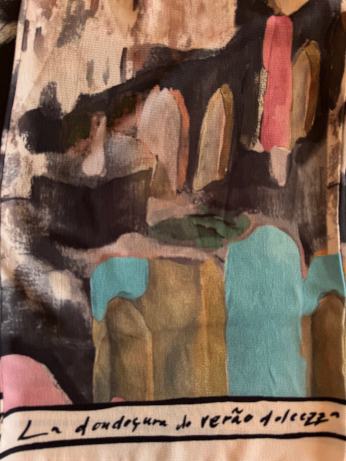 Italian Watercolour JUMPSUIT with adjustable straps - BLACK- Viscose/ Polyester blend