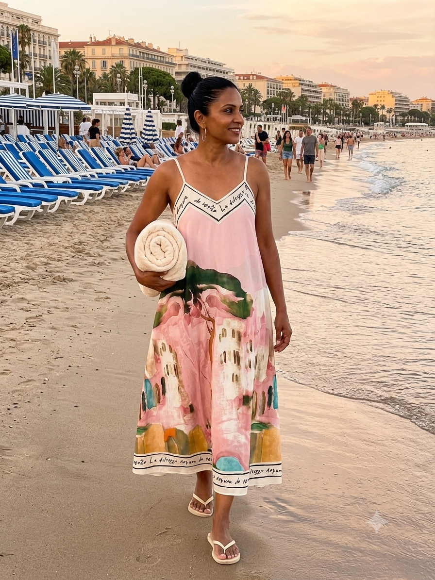 Watercolor Textured Maxi Dress- LIGHT PINK- Italian Polyester, Made in Italy O/S