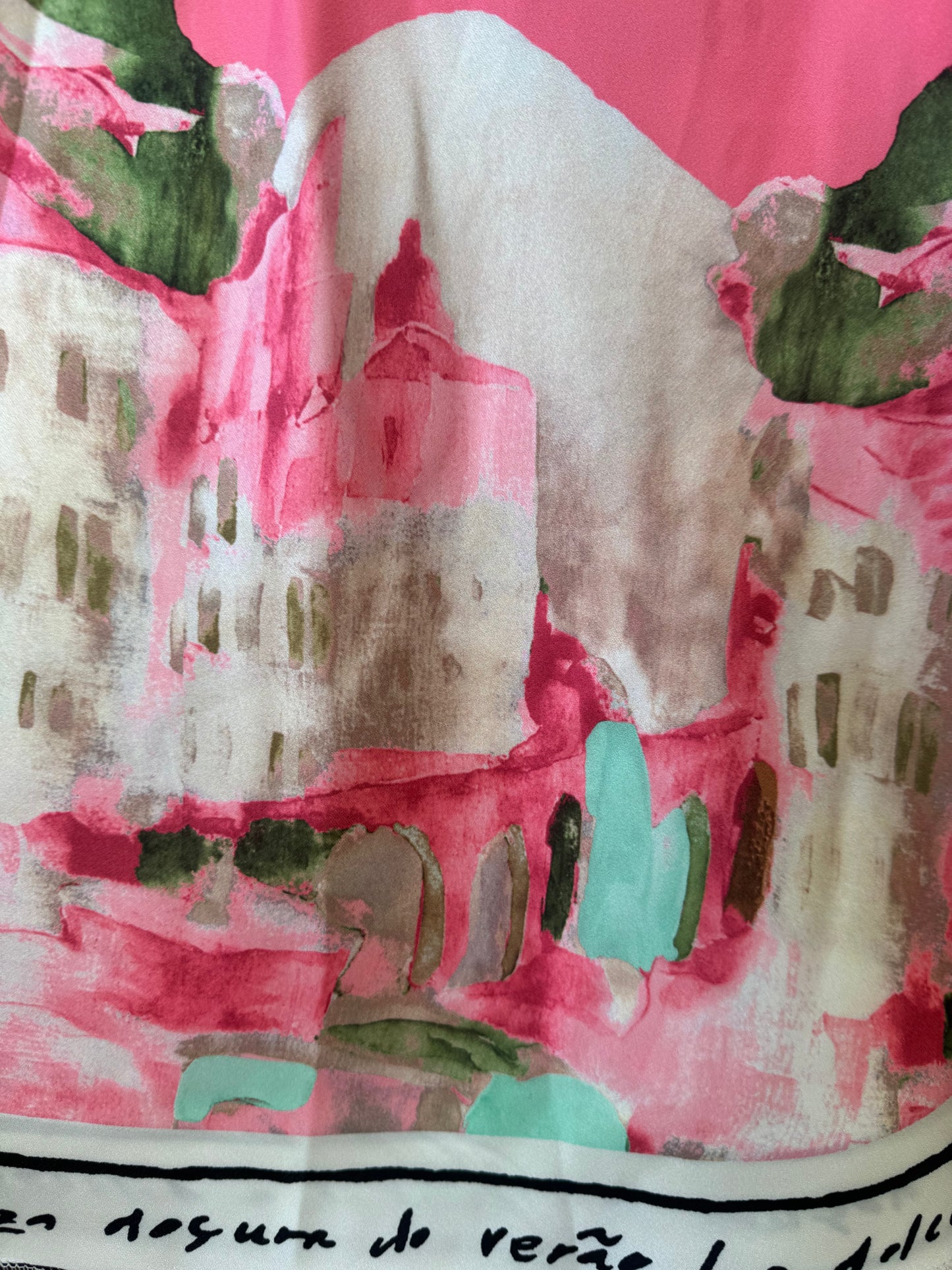 O/S-Italian Watercolour Print Women’s Spaghetti StrapTank Top- FUSCHIA PINK - Viscose/ Polyester blend-Made in Italy