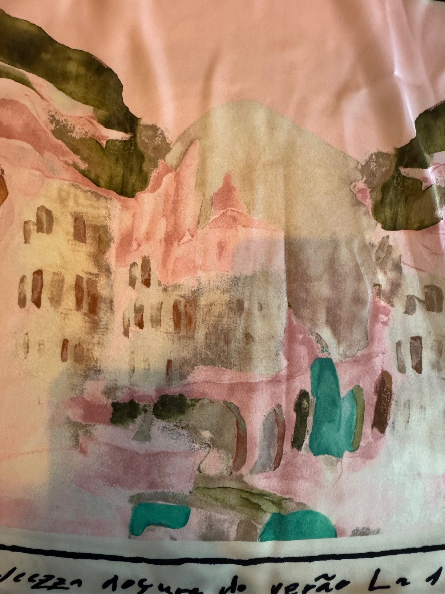 O/S-Italian Watercolour Print Women’s Spaghetti StrapTank Top- LIGHT PINK - Viscose/ Polyester blend-Made in Italy