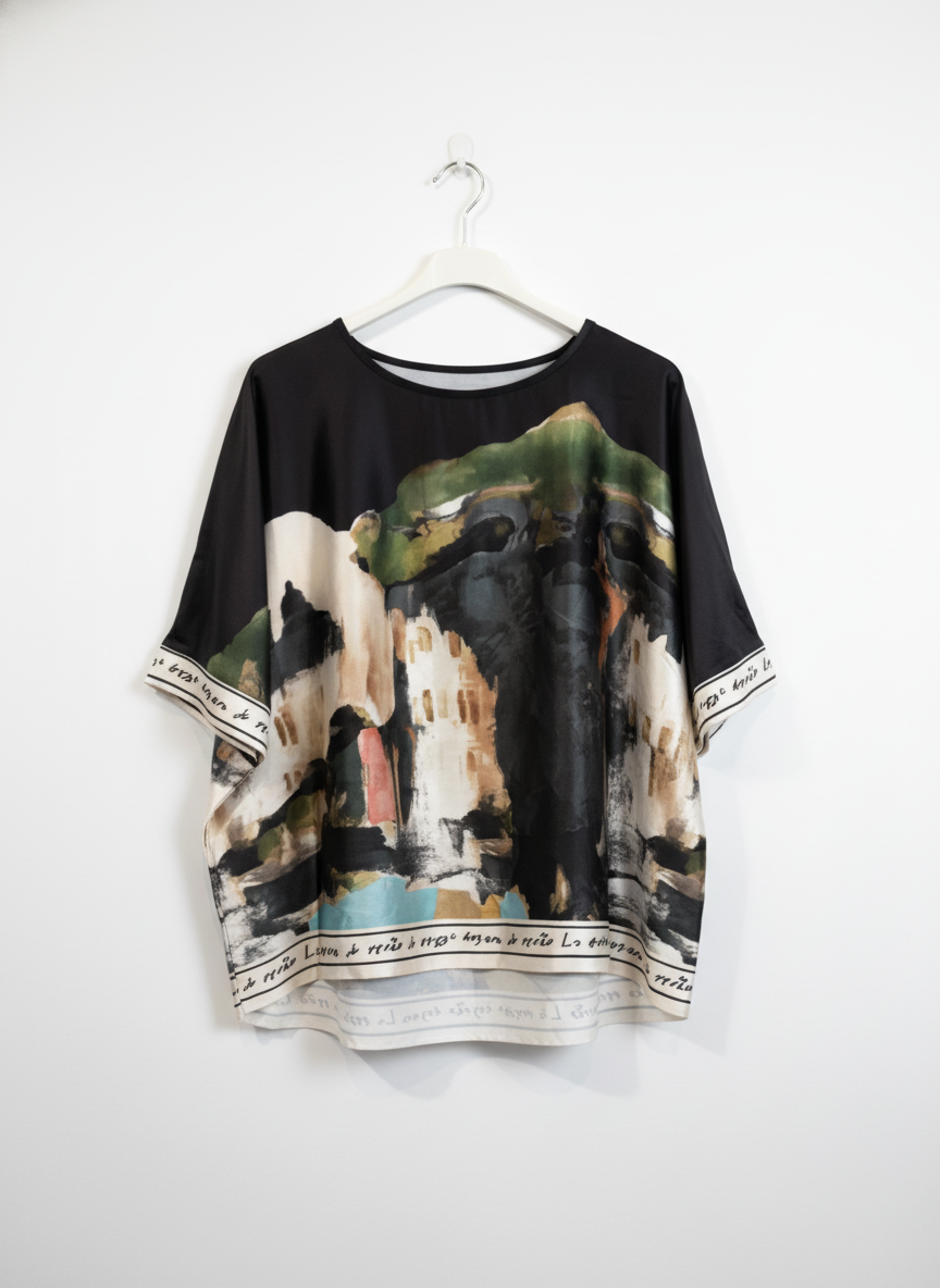 Relaxed Fit Silk/Viscose-BLACK-Made in Italy