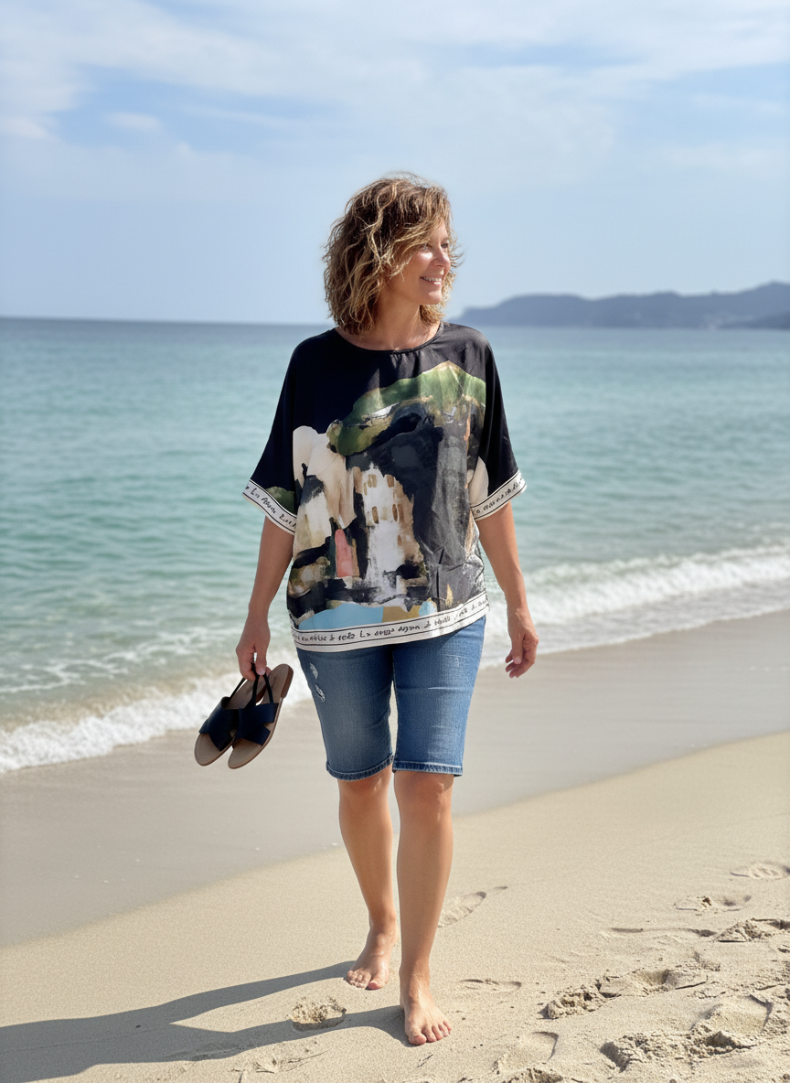 Relaxed Fit Silk/Viscose-BLACK-Made in Italy