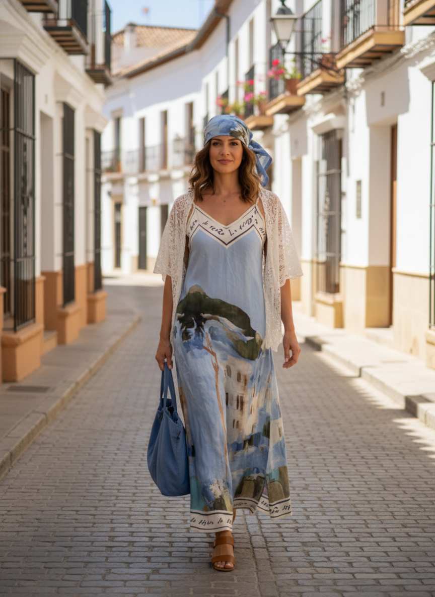 LINEN Maxi Dress-Ocean Blue