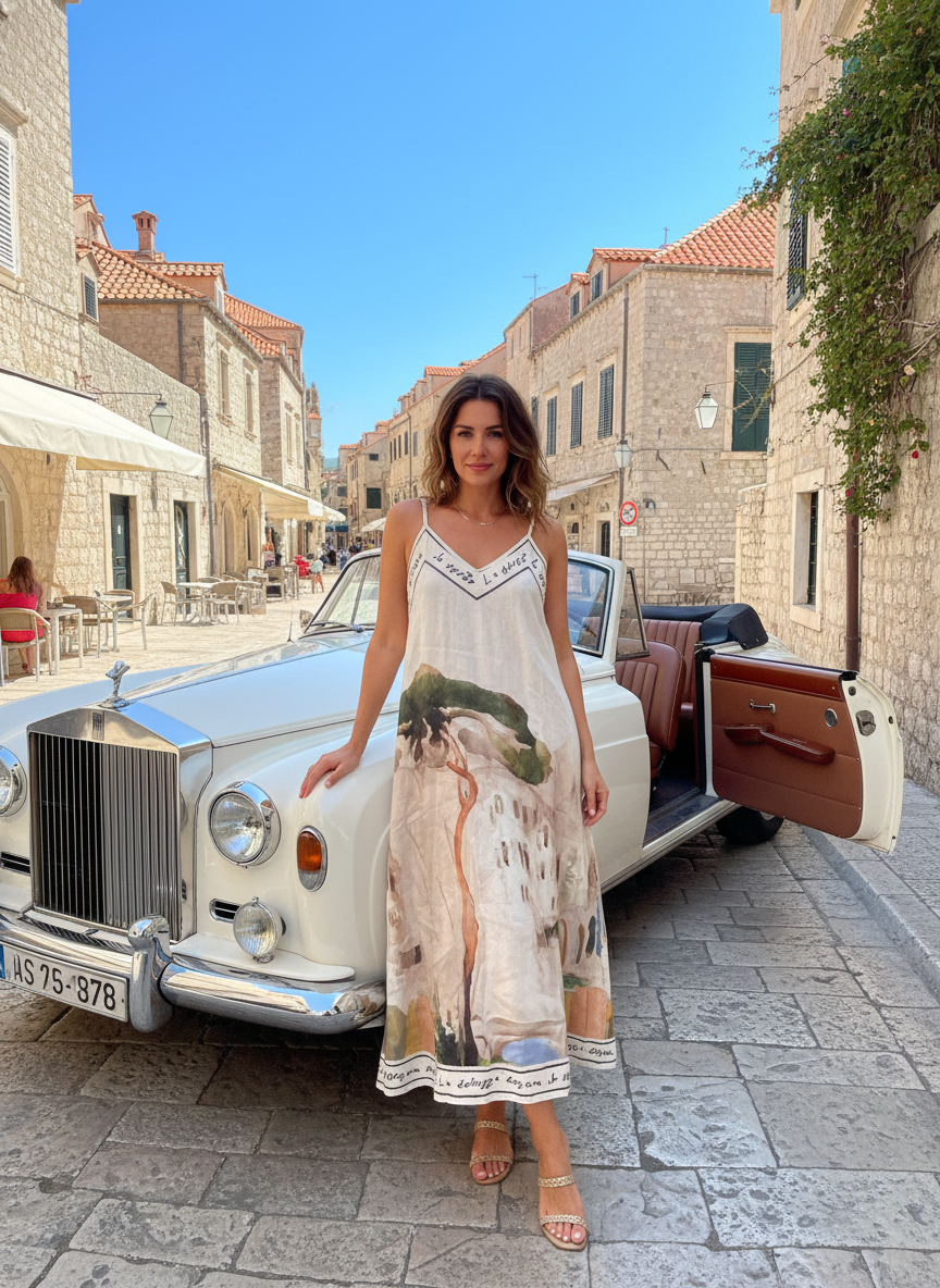 LINEN Maxi Dress-White