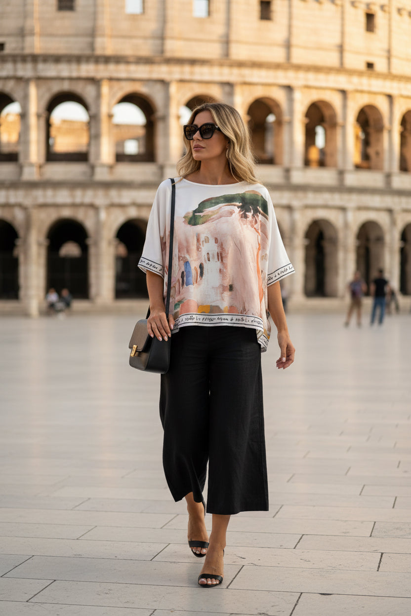Relaxed fit WHITE Top- Silk/Viscose-O/S