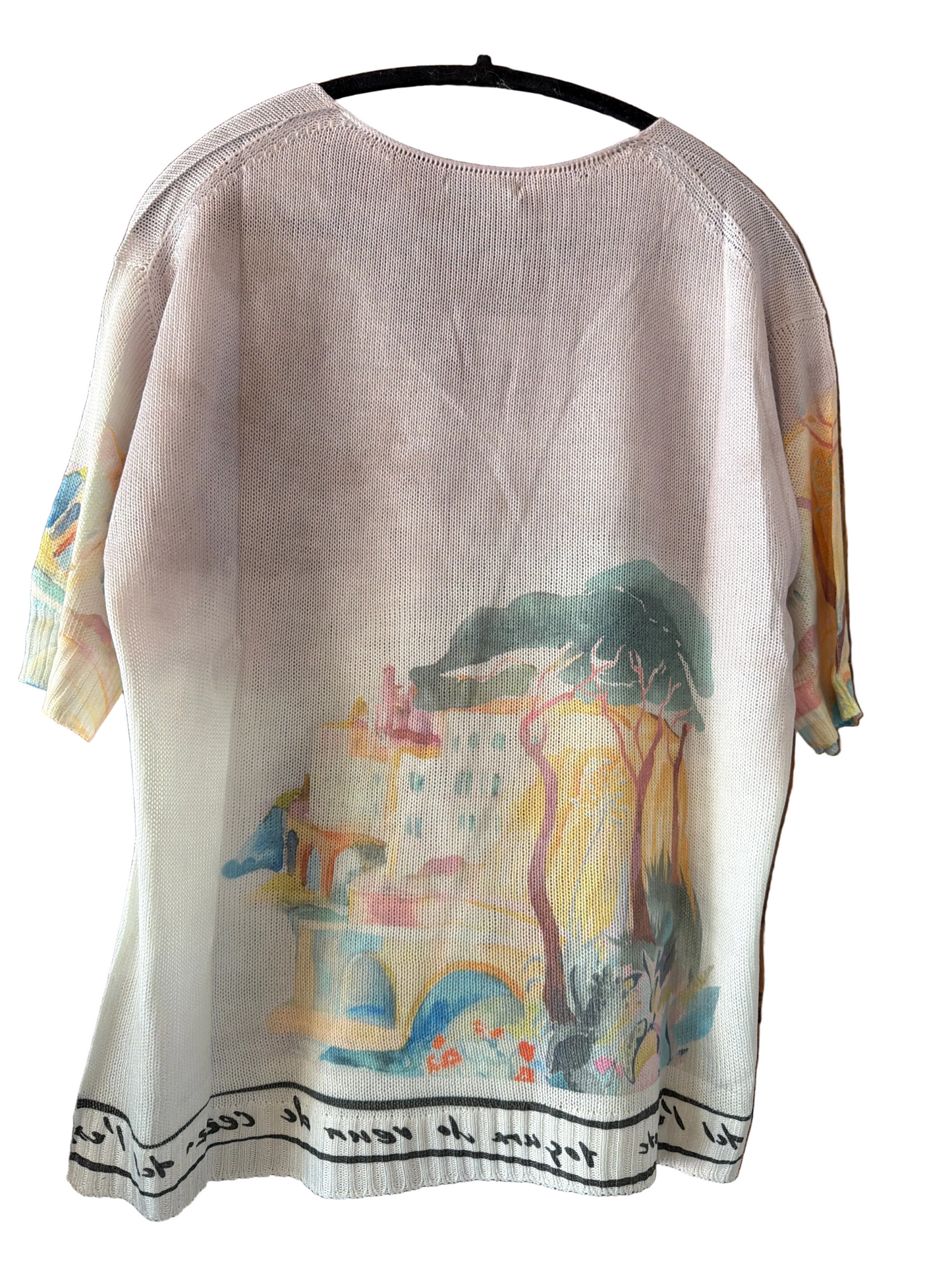 Watercolor Italian Knitted Short Sleeve  Top-TAUPE,O/S