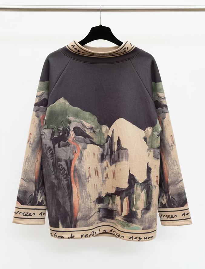 Italian Watercolour  Asymmetric Brushed Suede Feel Jacket Top-BLACK - Made in Italy Outerwear, O/S