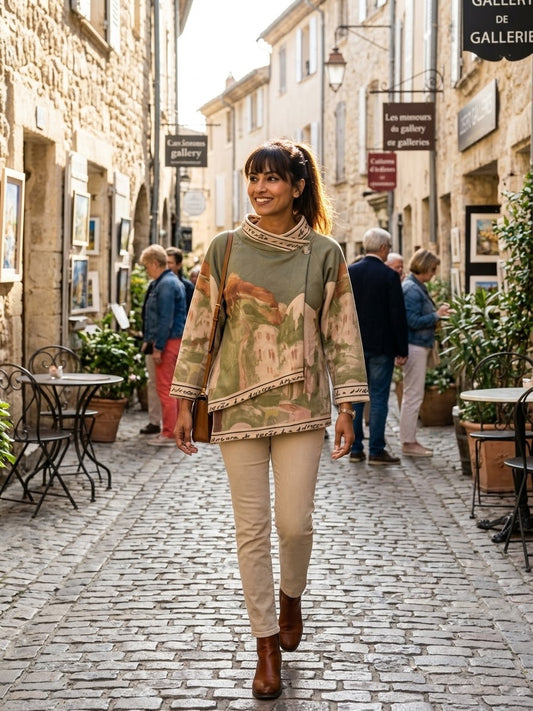 Italian Watercolour  Asymmetric Brushed Suede Feel Jacket Top- OLIVE GREEN - Made in Italy Outerwear, O/S