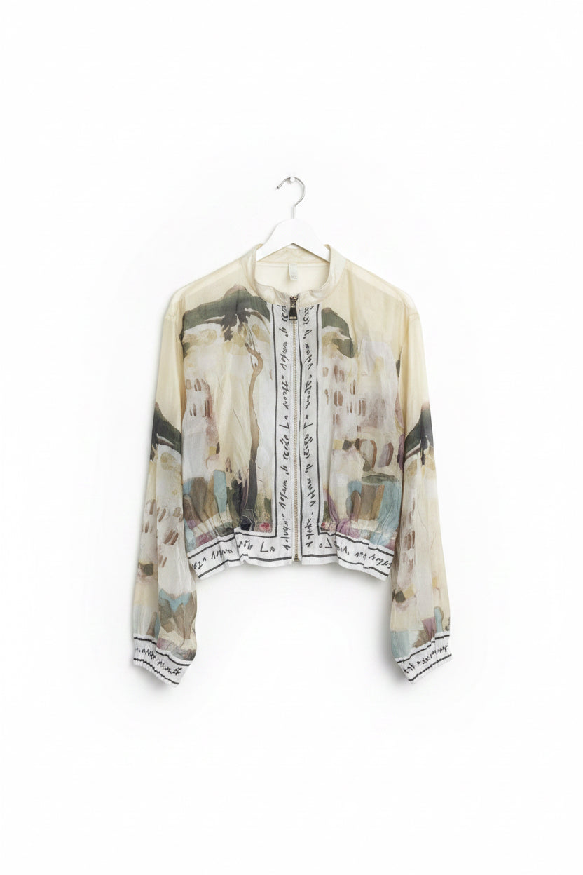 Italian Viscose Sheer Bomber Style Jacket-Yellow