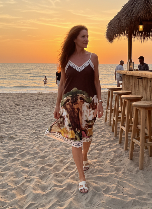 Mid Length Dress-Chocolate Brown O/S-Polyester