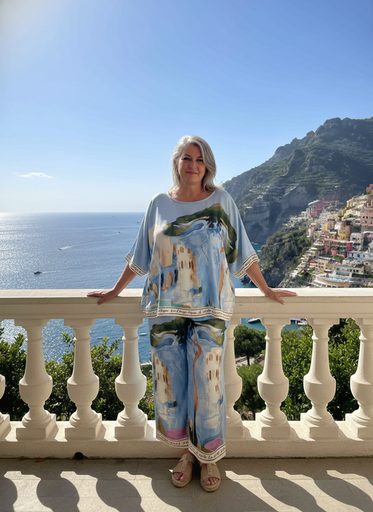 Relaxed fit Silk Baby Blue Top