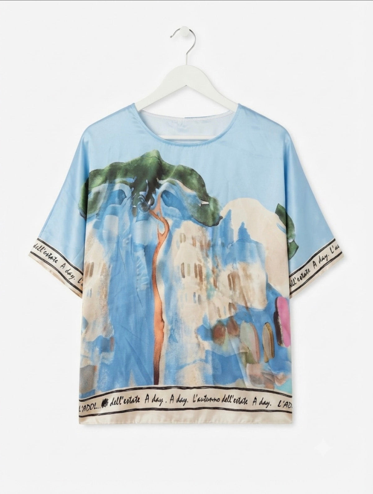 Relaxed Fit Watercolor Top-BABY BLUE-Viscose/ Polyester blend, Made in Italy O/S