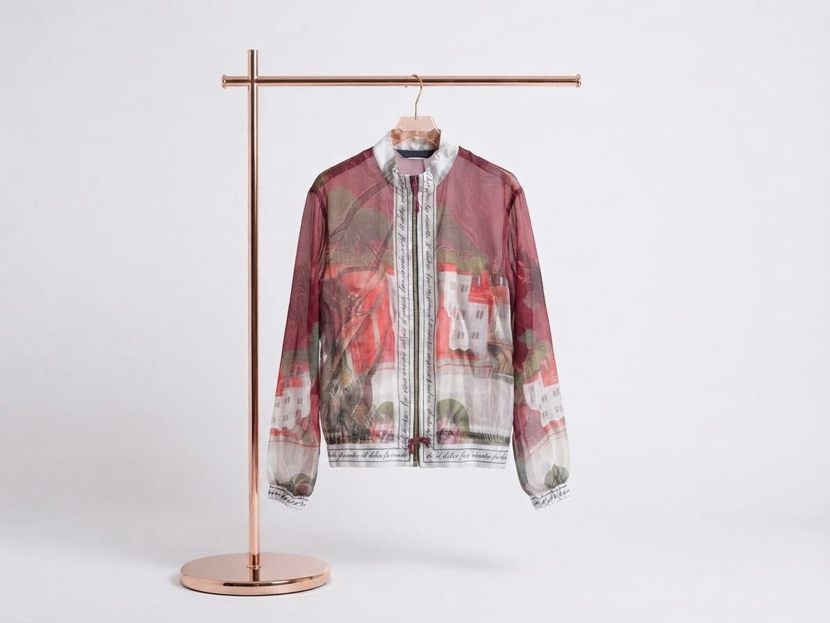 Italian Sheer Bomber Style Women’s Jacket-Wine Red