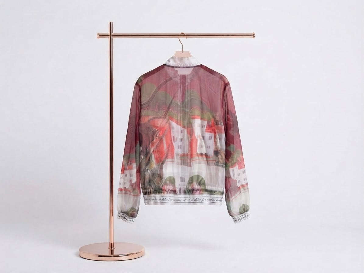 Italian Sheer Bomber Style Women’s Jacket-Wine Red