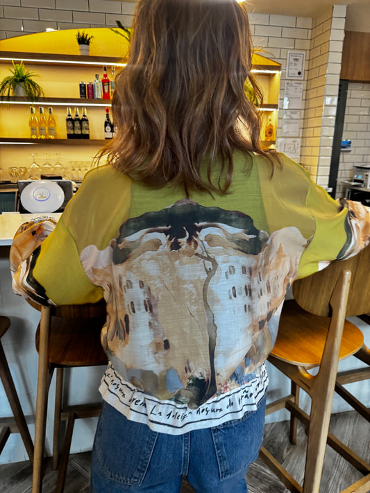 Italian Viscose Sheer Bomber Style Jacket-Chartreuse