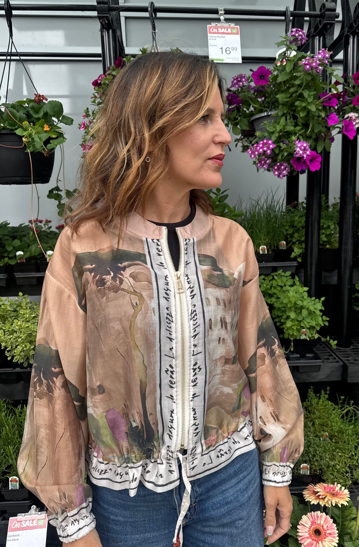 Italian Viscose Sheer Bomber Style Jacket-Taupe