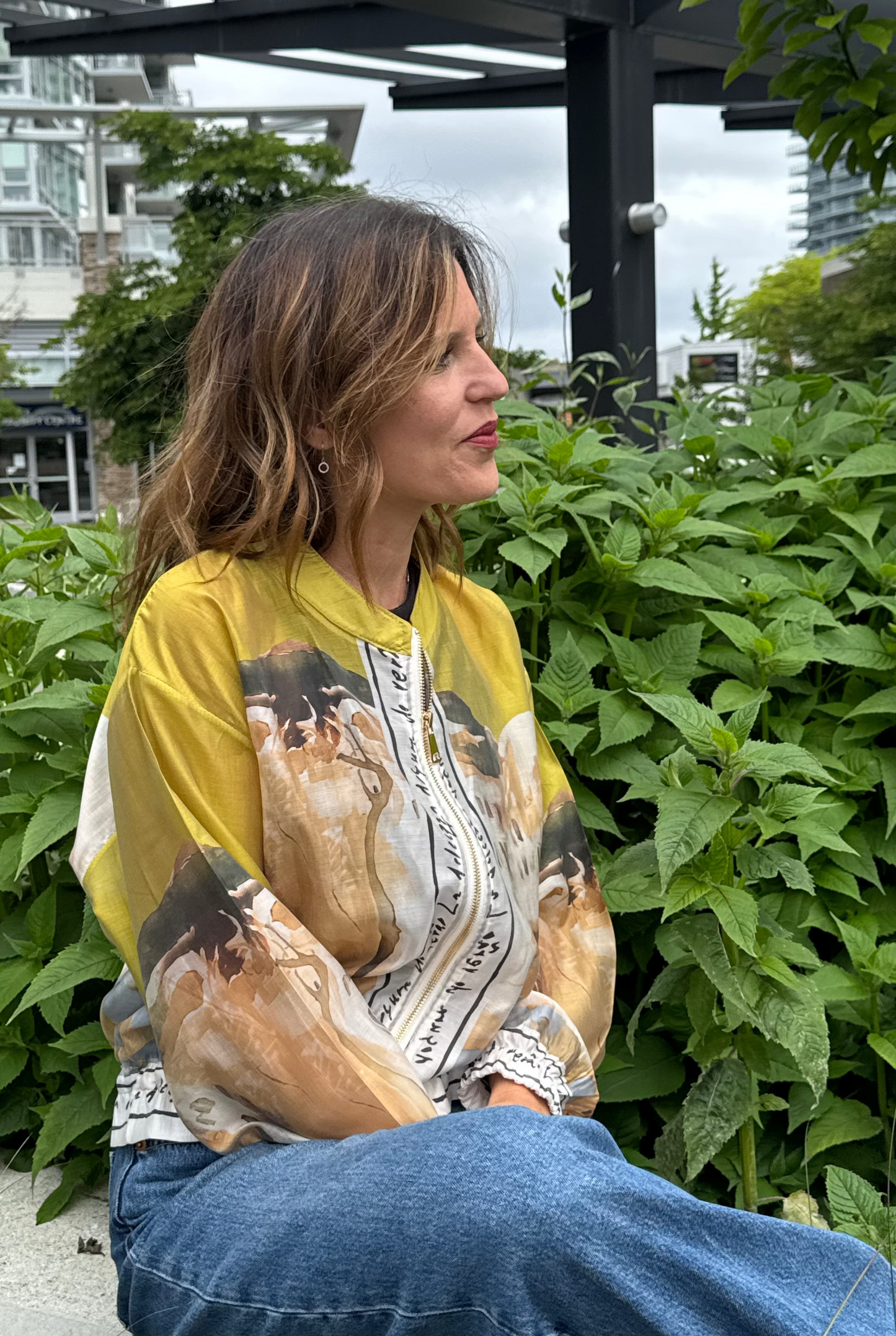 Italian Viscose Sheer Bomber Style Jacket-Chartreuse