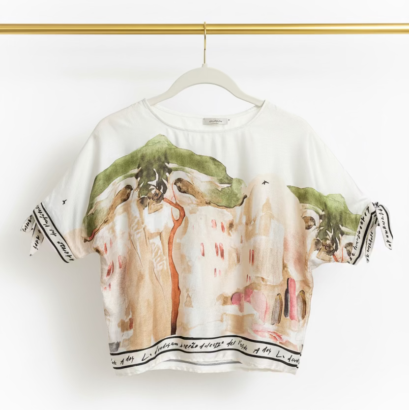 Relaxed Fit Lustrous Made in Italy Top - WHITE